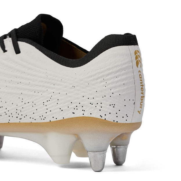 Canterbury Adults Stampede Elite Soft Ground Rubgy Boots White - Heel