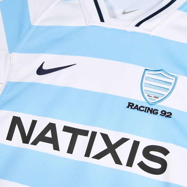 Racing 92 Kids Home Rugby Shirt 25/26 White - Front Close-up