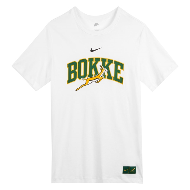South Africa Springboks Mens Bokke T-Shirt 26/27 White - Flatlay Front