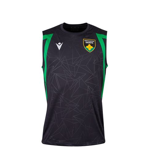 Northampton Saints Kids Training Vest 26/27 Black and Green - Front View