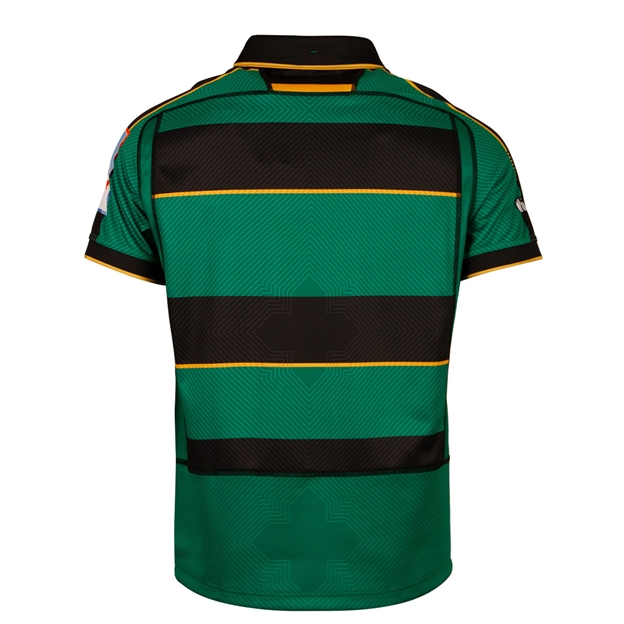 Northampton Saints Kids Home Rugby Shirt 26/27- Black and Green - Back