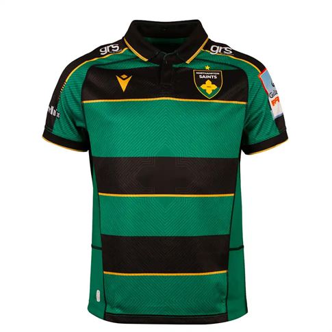 Northampton Saints Kids Home Rugby Shirt 26/27- Black and Green - Front