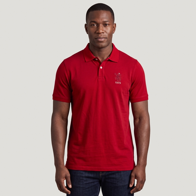 Spain 1929 Adults Classic Cotton Polo Shirt Red - Model Front View