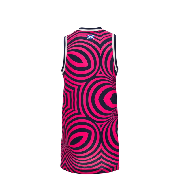 Scotland Kids Training Singlet 26/27 Navy and Neon Pink - Back View