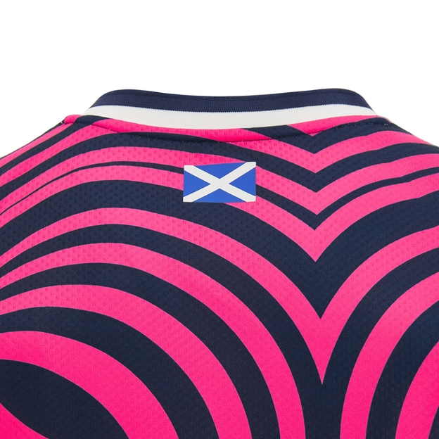 Scotland Kids Training Singlet 26/27 Navy and Neon Pink - Nape Detail Close-up