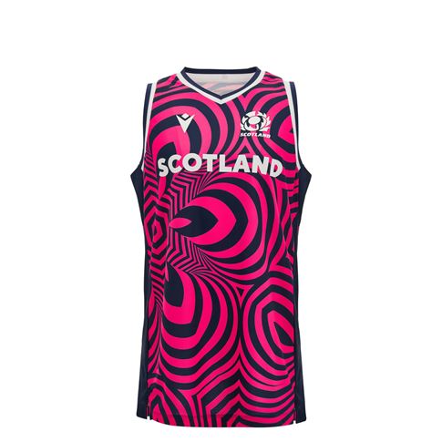 Scotland Kids Training Singlet 26/27 Navy and Neon Pink - Front View