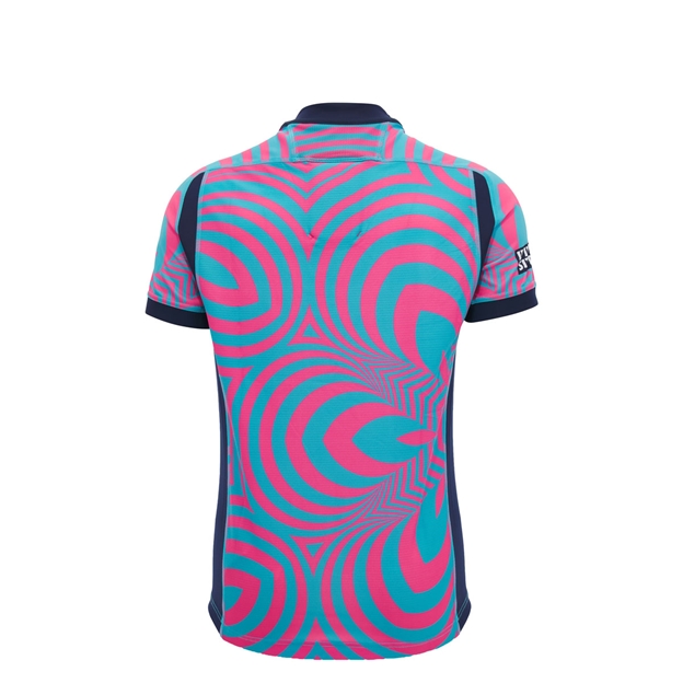 Scotland Kids Training Rugby Shirt 26/27 Neon Pink and Blue - Back View
