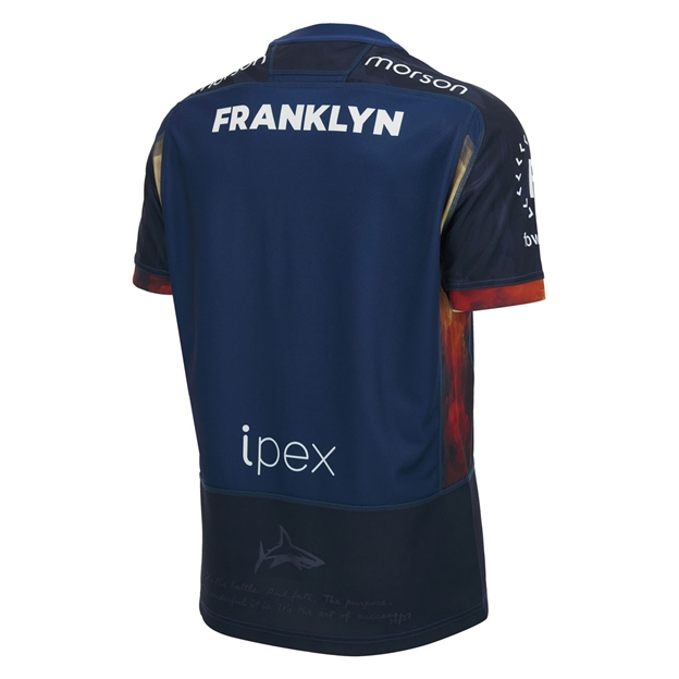 Sale Sharks Mens Home Rugby Shirt 26/27 Navy - Back View