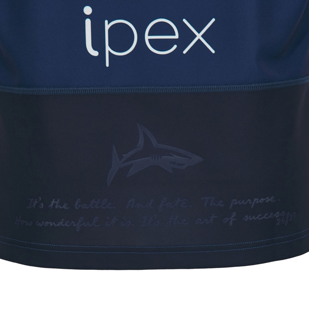 Sale Sharks Mens Home Rugby Shirt 26/27 Navy - Embossed Hem Detail