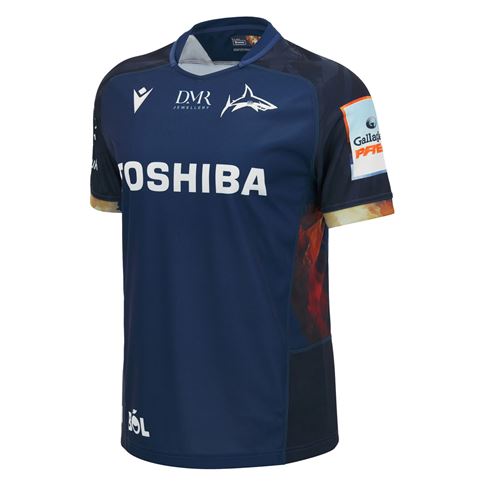 Sale Sharks Mens Home Rugby Shirt 26/27 Navy - Front View