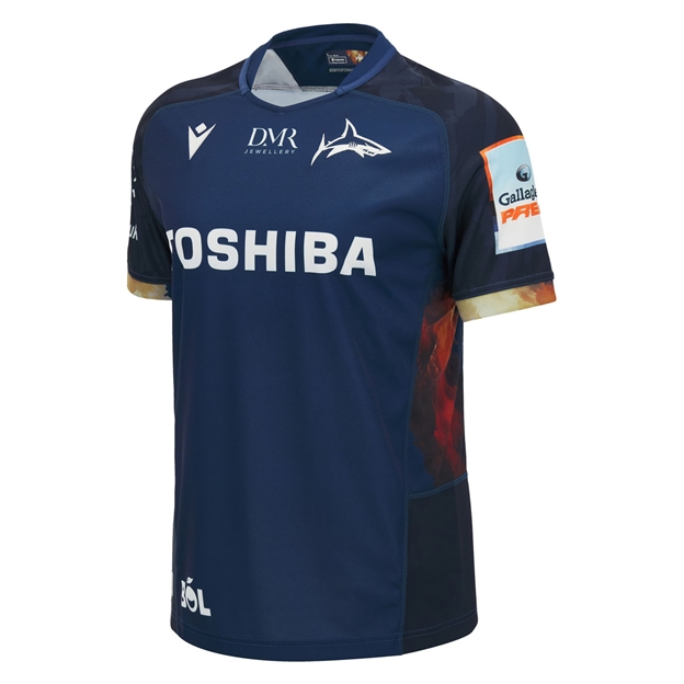 Sale Sharks Mens Home Rugby Shirt 26/27 Navy - Front View