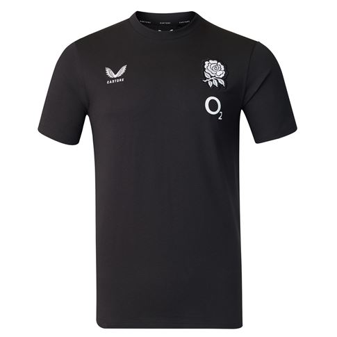 England Mens Off Pitch T-Shirt 26/27 Castore Black - Front View