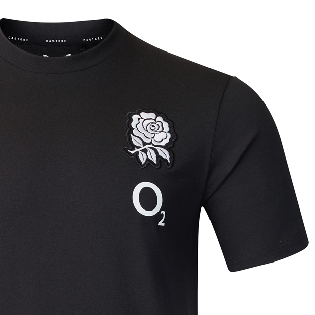 England Mens Off Pitch T-Shirt 26/27 Castore Black - RFU Rose Close-up