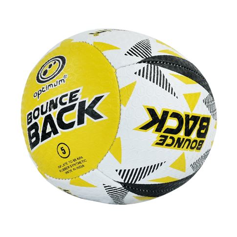 Optimum Bounce Rugby Ball Black and Yellow - Front