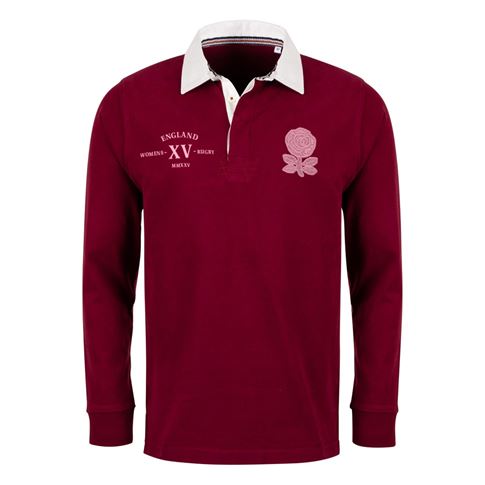 Womens World Cup England Adults Classic Heavyweight Rugby Shirt Burgundy - Front