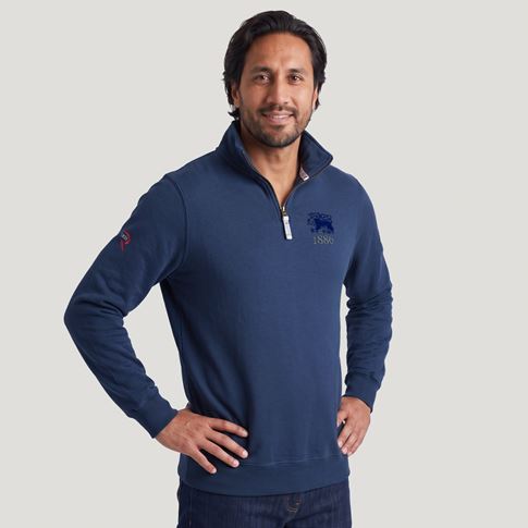 Hong Kong 1886 Qtr Zip Top Petrol Blue - Model Front View
