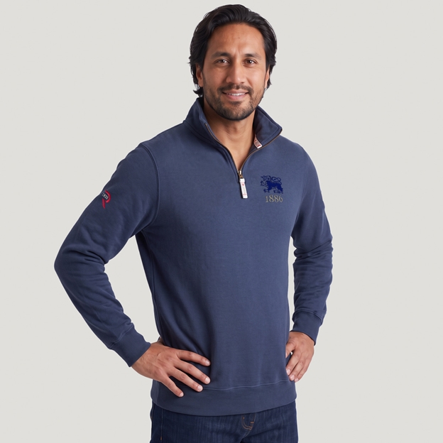 Hong Kong 1886 Qtr Zip Top Petrol Blue - Model Front View