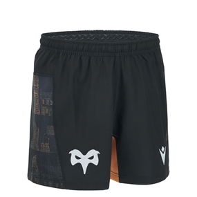 Ospreys Kids Home Rugby Shorts 26/27 Black - Front View
