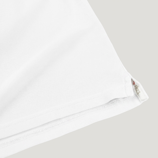 Fiji 1884 Adults Classic Cotton Polo Shirt White - Hem Close-up
