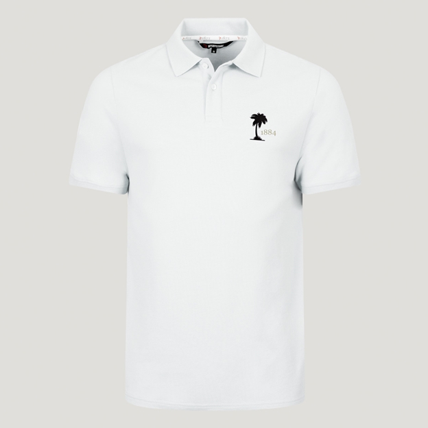Fiji 1884 Adults Classic Cotton Polo Shirt White - Front View
