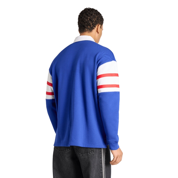 France Mens Heritage Rugby Shirt Lucid Blue - Model Back View