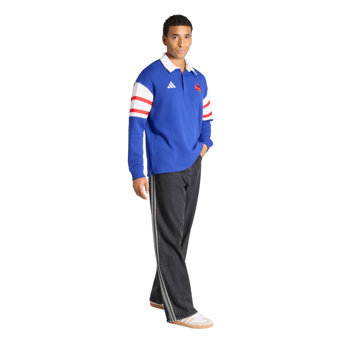 France Mens Heritage Rugby Shirt Lucid Blue - Front View