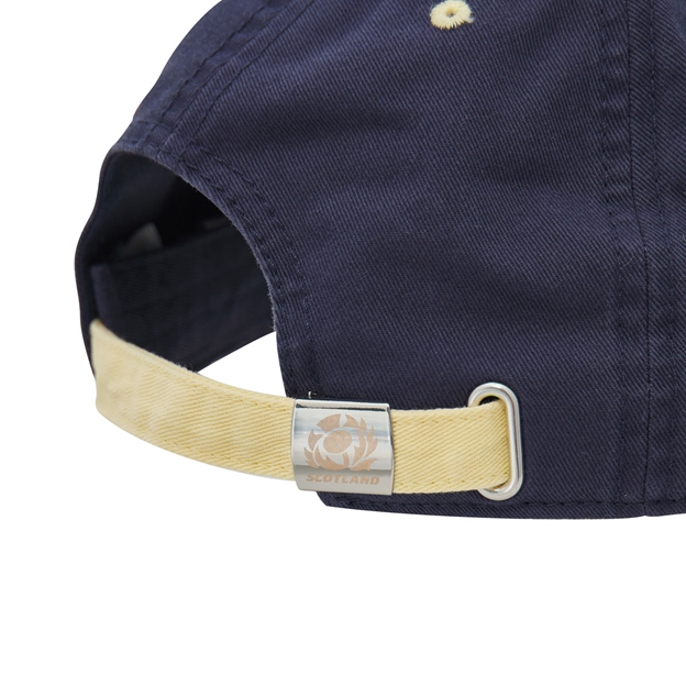 Scotland Adults Dad Baseball Cap 26/27 Navy and Sand - Adjustment Detail