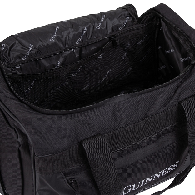 Guinness Cabin Holdall Black - Inside Zipped Mesh Compartment Close-up