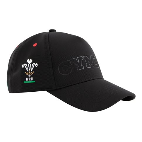 Wales Adults Baseball Cap 26/27 Black - Side View