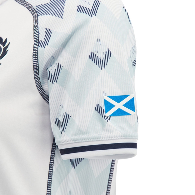 Scotland Womens Away Rugby Shirt 26/27 White Sand and Navy - Scotland Flag Sleeve Detail