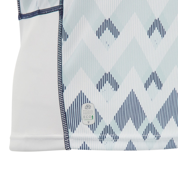 Scotland Womens Away Rugby Shirt 26/27 White Sand and Navy - Official Licensed Product Close-up