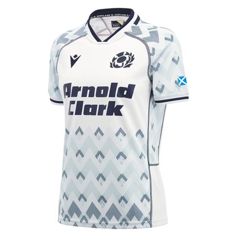 Scotland Womens Away Rugby Shirt 26/27 White Sand and Navy - Front View