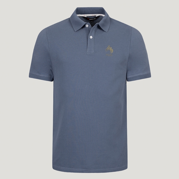 Namibia 1916 Heritage Pure Cotton Polo - Petrol Blue - Front View