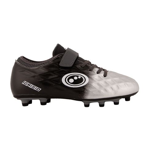 Optimum Kids Ignisio Easy Fasten Moulded Stud Firm Ground Boots – Black/Silver