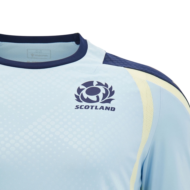 Scotland Kids Training Shirt 26/27 Blue and Sand - SRU Thistle Close-up