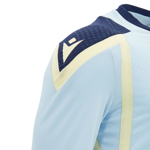 Scotland Kids Training Shirt 26/27 Blue and Sand - Sleeve Detail Close-up