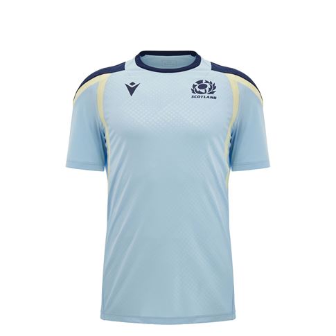 Scotland Kids Training Shirt 26/27 Blue and Sand - Front View