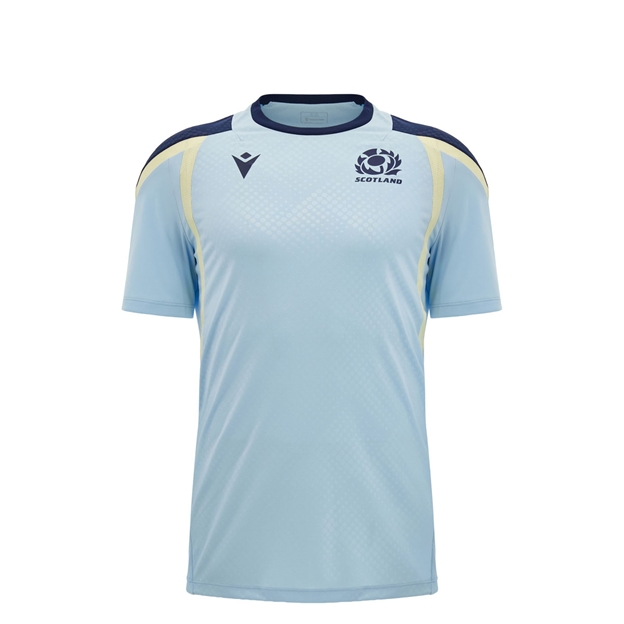 Scotland Kids Training Shirt 26/27 Blue and Sand - Front View