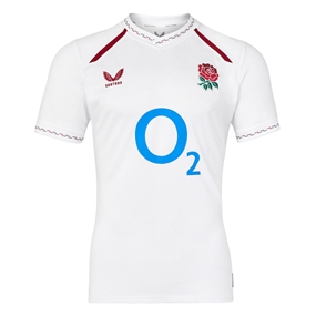 England Mens Home Pro Rugby Shirt 26/27 Brilliant White - Front View