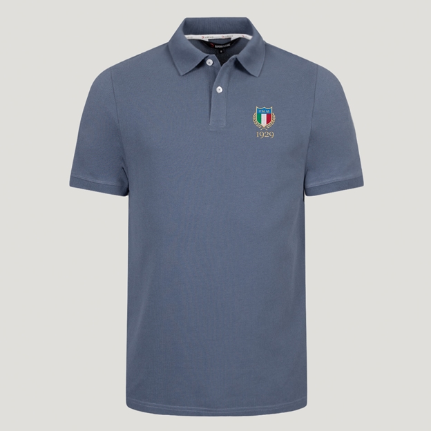 Italy 1929 Adults Classic Cotton Polo Shirt Petrol Blue - Front View