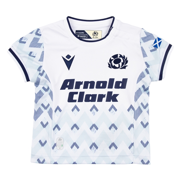 Scotland Babies Away Rugby Shirt 26/27 White, Sand and Navy - Front View