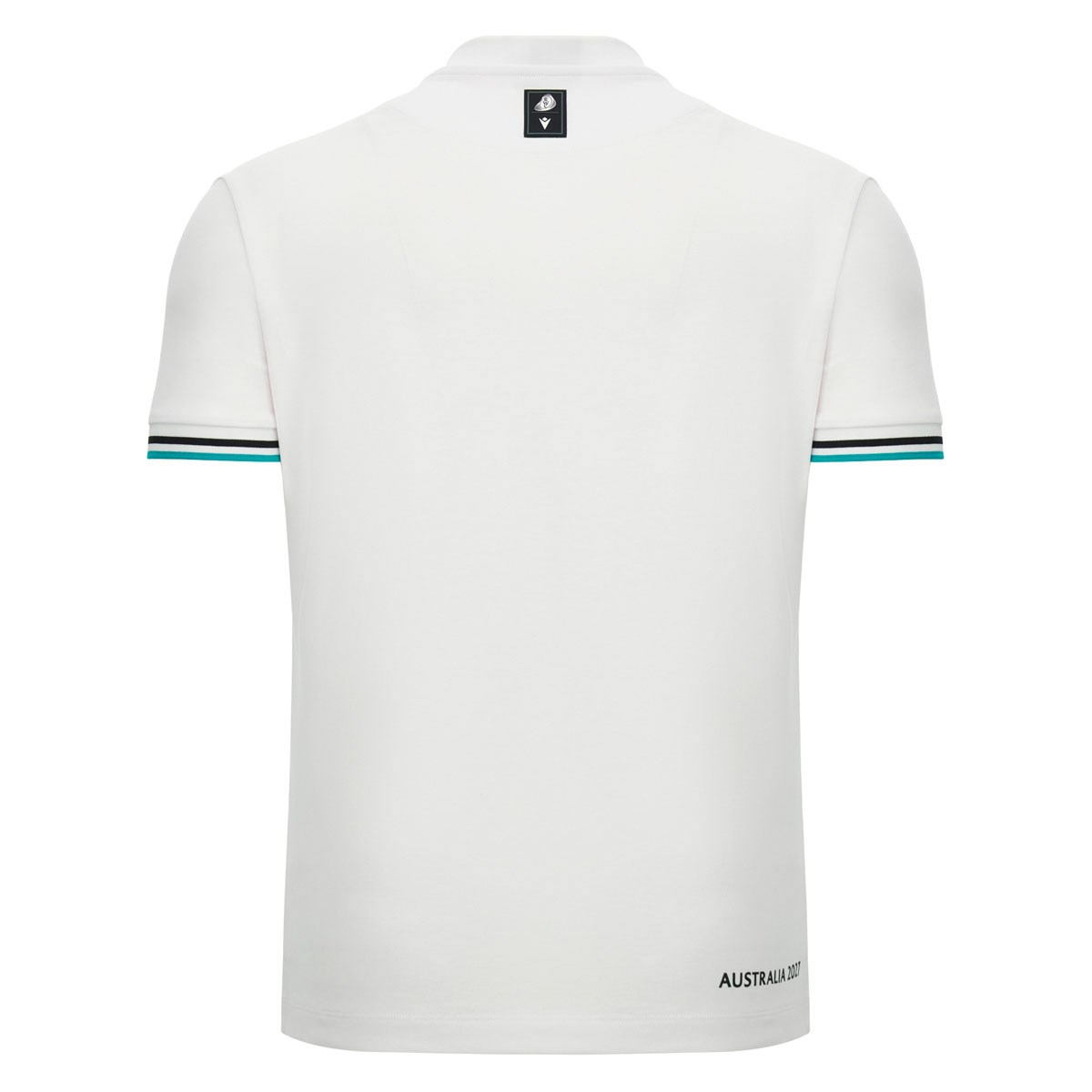 Rugby World Cup 2027 Mens Cotton T-Shirt White/Turquoise - Front View