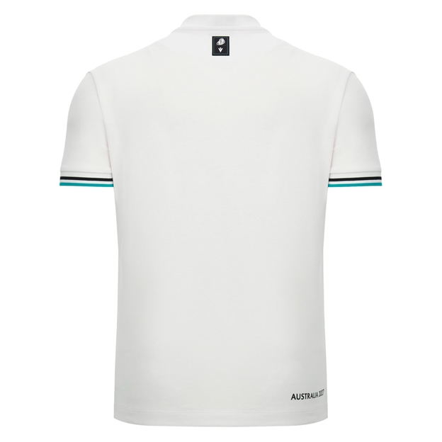 Rugby World Cup 2027 Mens Cotton T-Shirt White/Turquoise - Back View
