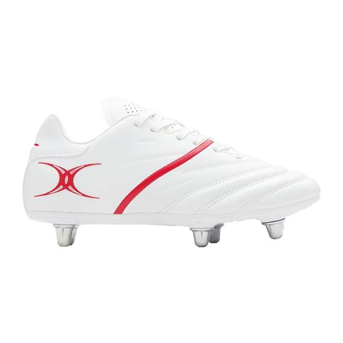 Gilbert Kids Sidestep X20 6 Stud Soft Ground Rugby Boots White - Outstep