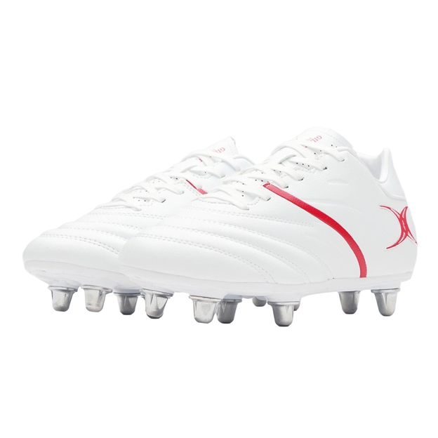 Gilbert Kids Sidestep X20 6 Stud Soft Ground Rugby Boots White - Pair