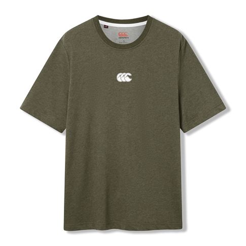 Canterbury Mens Tempo+ Training T-Shirt Khaki Marl and White - Front View