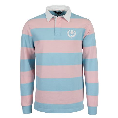 Scotland 1990 Heritage Pure Cotton Rugby Shirt – Long Sleeve Sky Blue/Pink