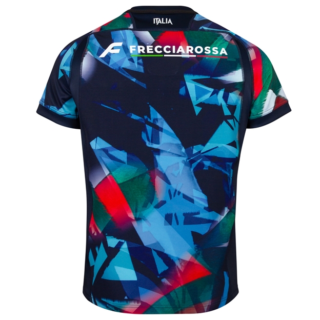 Italy Mens Training Rugby Shirt 26/27 Blue Red & Green - Back View