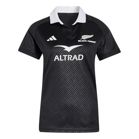 Black Ferns Womens Home Rugby Shirt 26/27 All Black - Front View