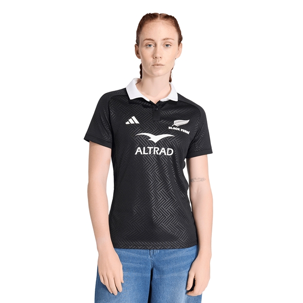 Black Ferns Womens Home Rugby Shirt 26/27 All Black - Model Front View
